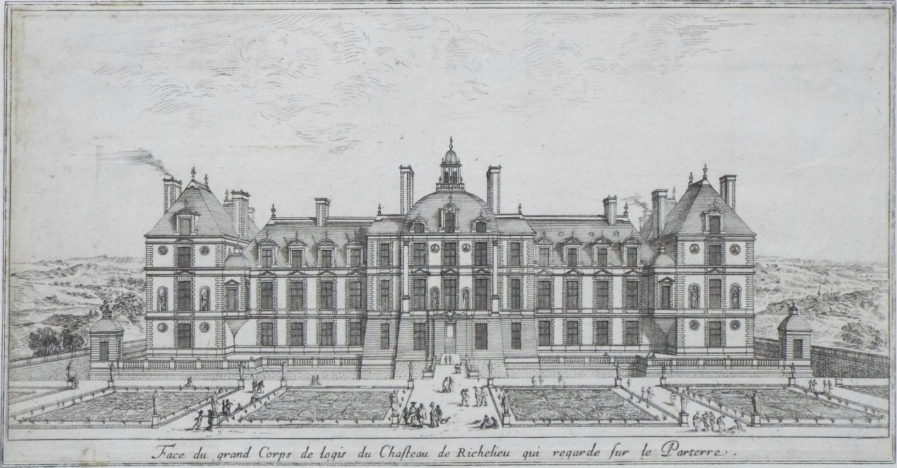 Print - Face du grand Corps de logis du Chateau de Richelieu qui regarde sur le Parterre.